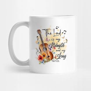 My Strength is In You Lord, Psalms 118:14 Bible Verse, Flowers Guitar Mug